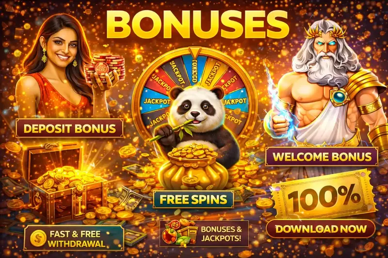 Casino bonuses featuring jackpot wheel, deposit bonus and welcome bonus options